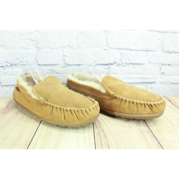 LL Bean Brown Suede Wicked Good Shearling Lined Venetian Slippers Size 11 M - Picture 3 of 8